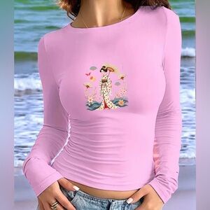Pink Fitted Bodysuit with Graphic